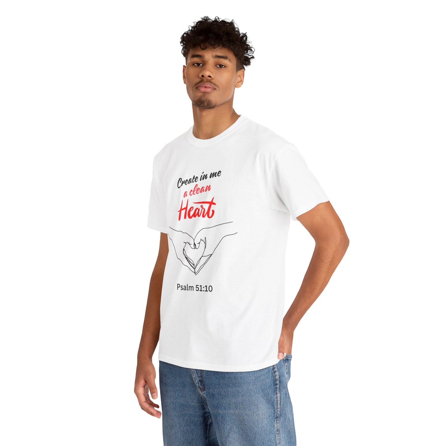 Inspirational Unisex Heavy Cotton Tee - "Create in Me a Clean Heart"
