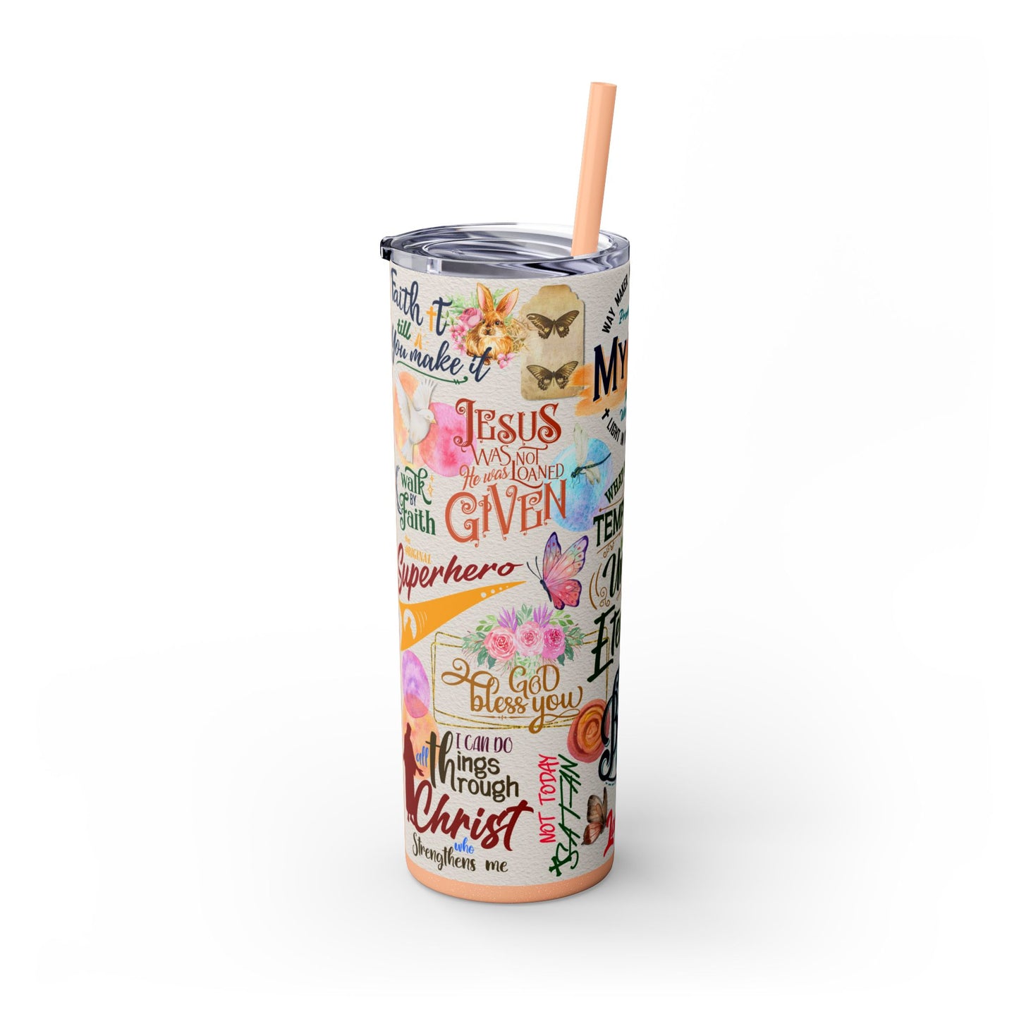 Scripture-Powered Tumbler – Drink in the Word-Skinny Tumbler with Straw - 20oz