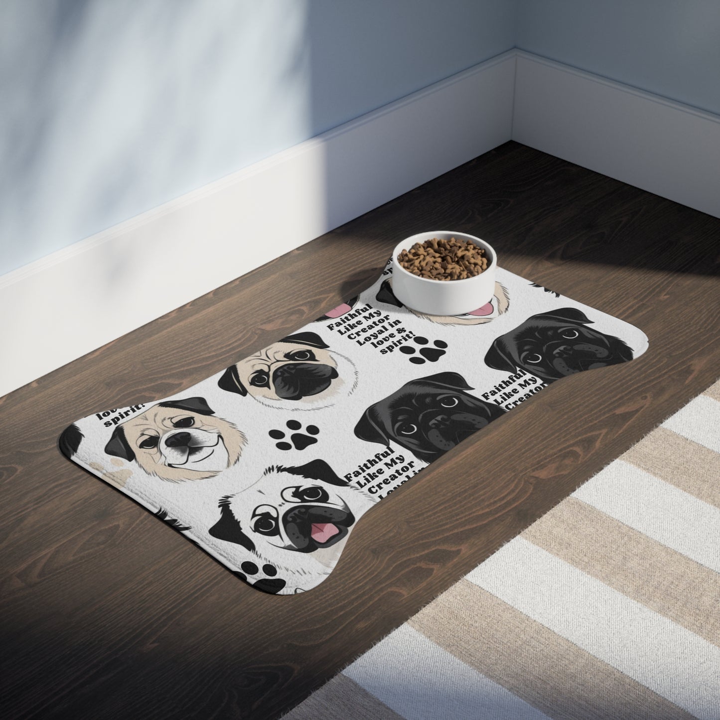 Cute Pug Pet Feeding Mat - Faithful & Loyal Design for Dog Lovers