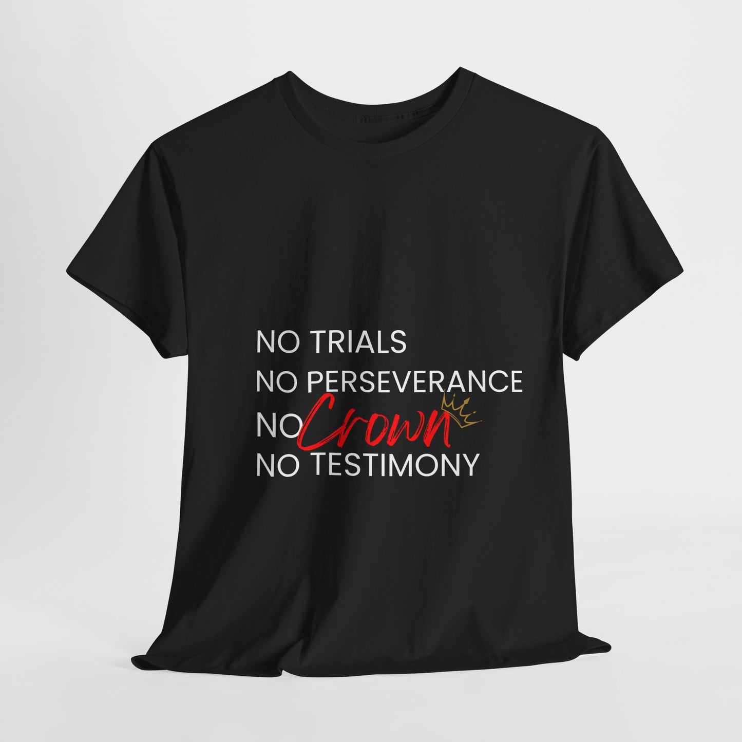 No Trials, No Perseverance, No Crown, No Testimony - Unisex Heavy Cotton Tee