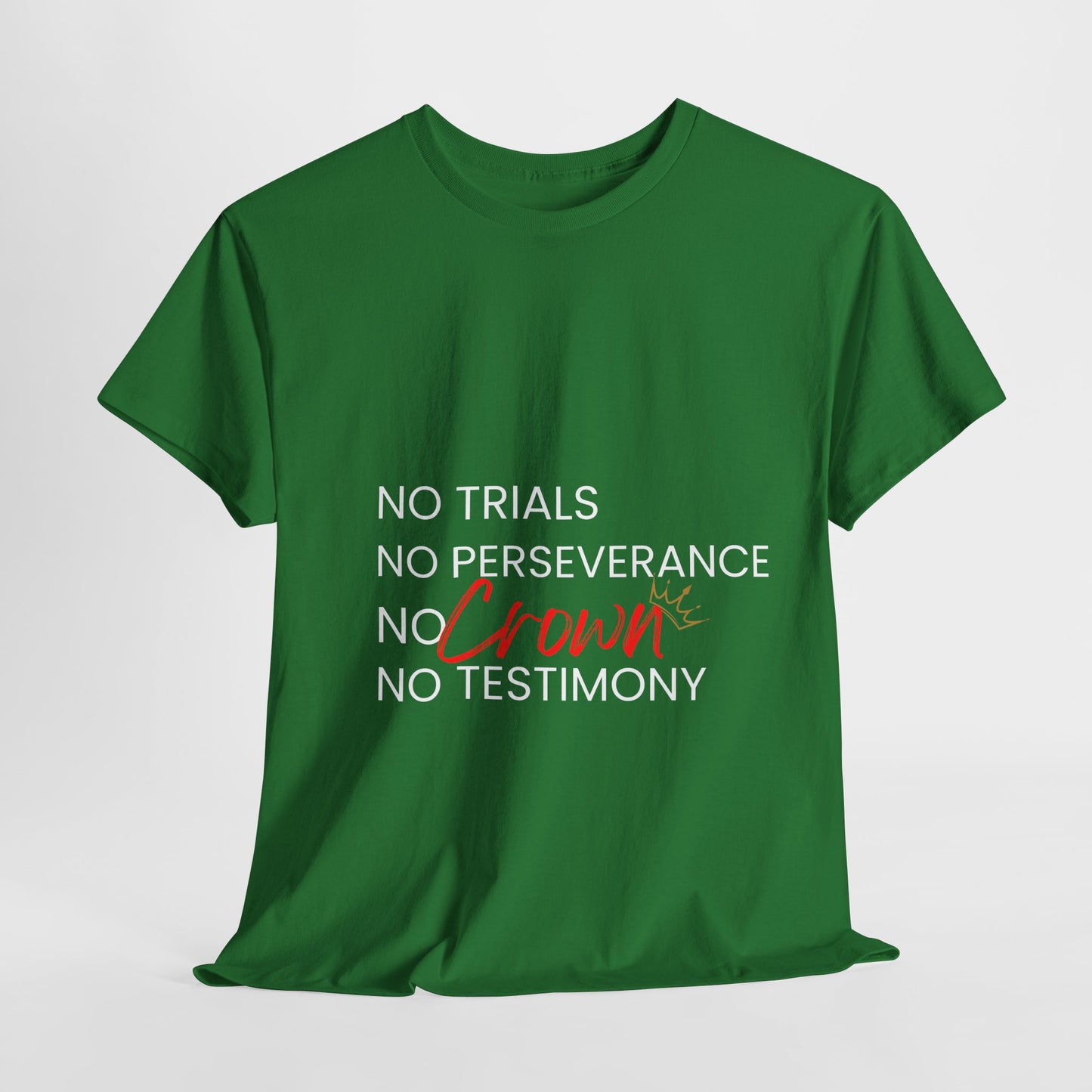 No Trials, No Perseverance, No Crown, No Testimony - Unisex Heavy Cotton Tee