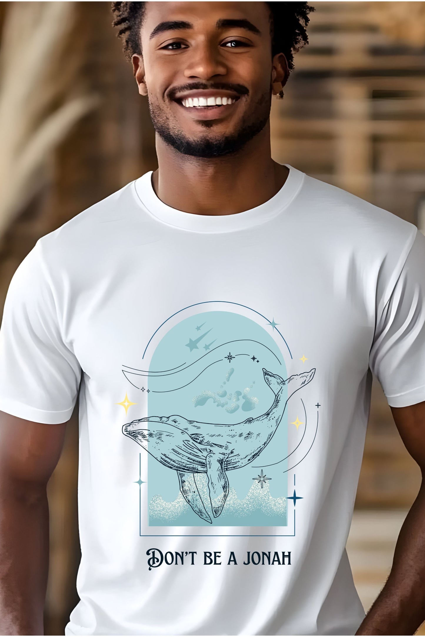 Whale Illustration Unisex Heavy Cotton Tee - "Don't Be A Jonah"