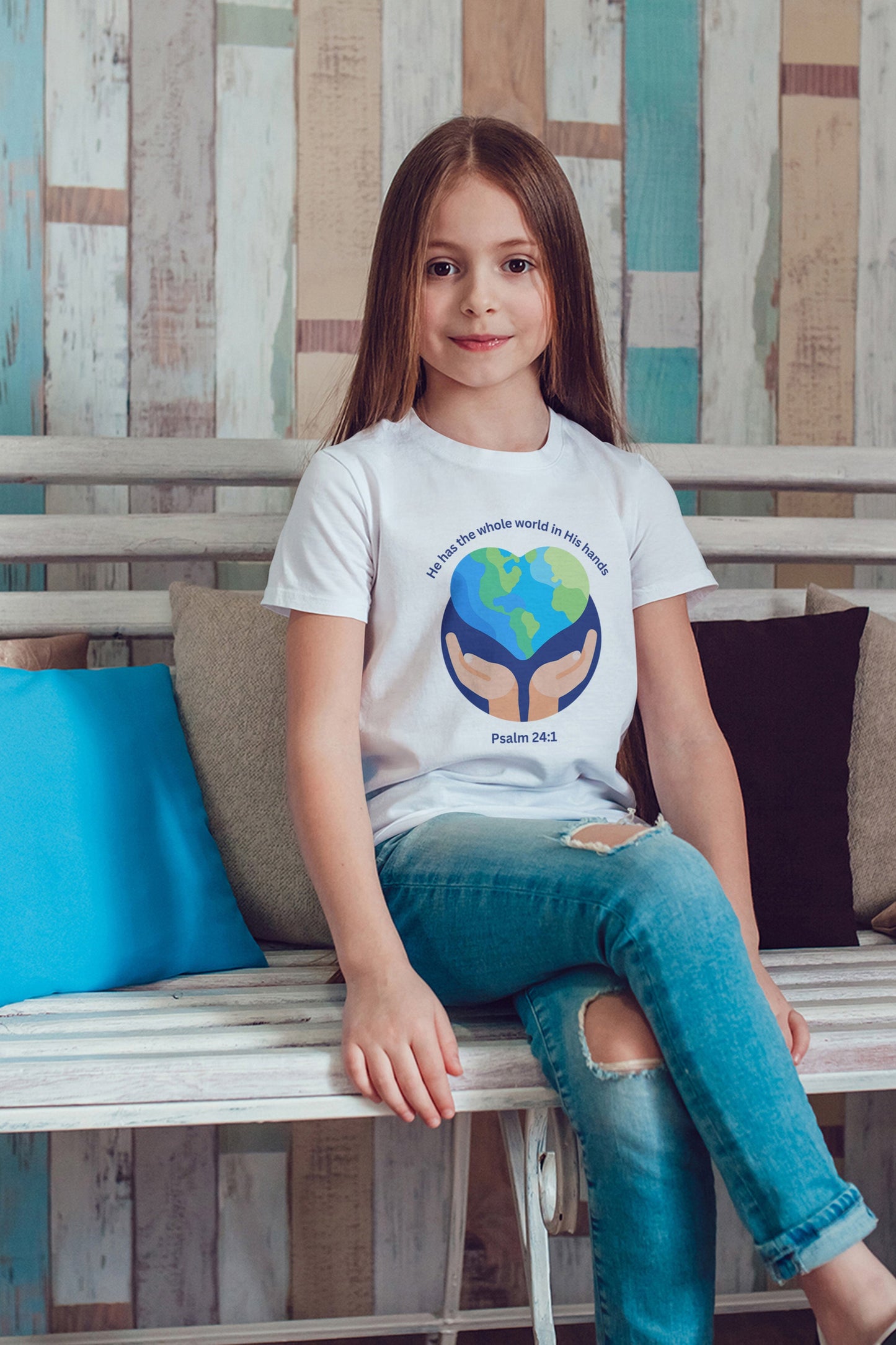 Kids Faith-Inspired Earth Care Tee | Psalm 24:1 | Soft Cotton T-Shirt