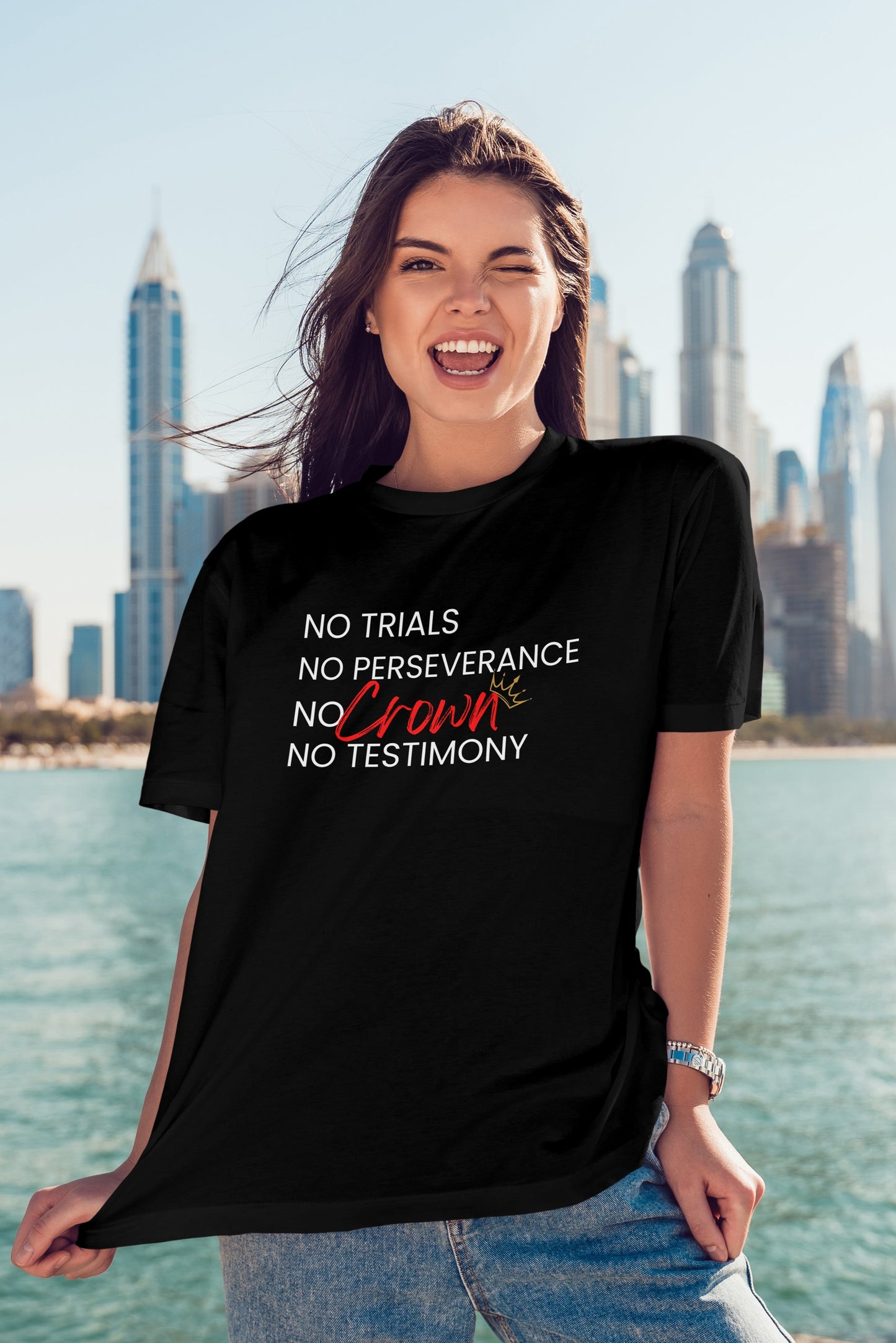 No Trials, No Perseverance, No Crown, No Testimony - Unisex Heavy Cotton Tee