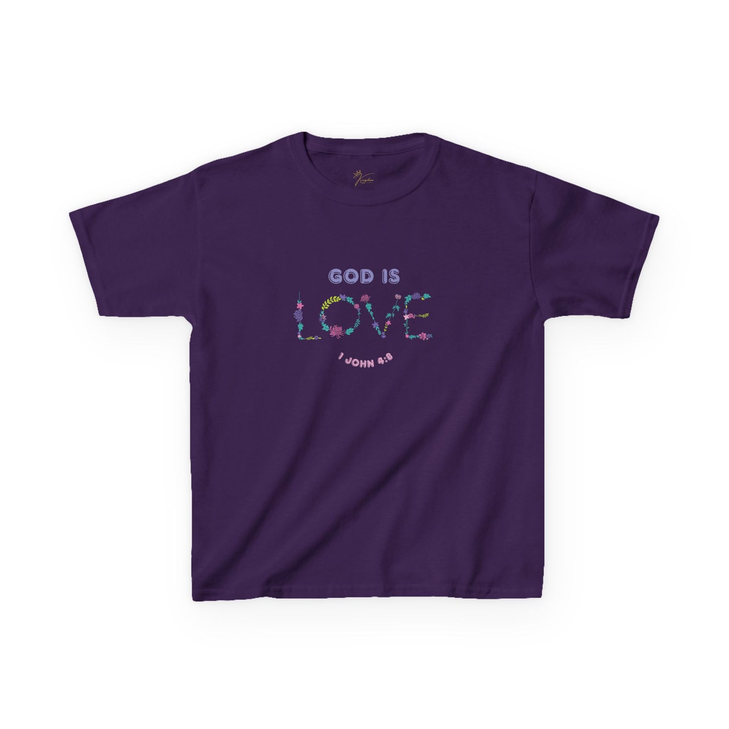 Kids God is Love Floral Tee - Perfect for Faith-Based Occasions