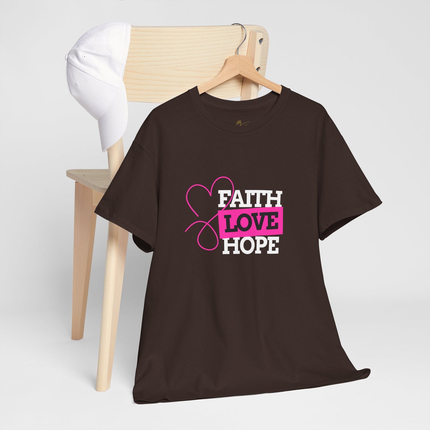 Faith Love Hope Unisex Heavy Cotton Tee - Inspirational Graphic T-Shirt