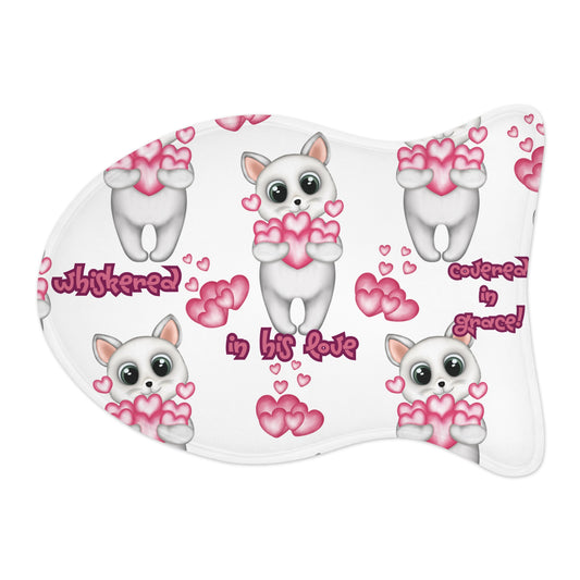 Cute Cat Feeding Mat - 'Whiskered in Love' Design - Pet Feeding Accessory