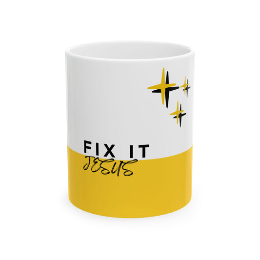 Fix It Jesus Ceramic Mug - 11oz & 15oz | Inspirational Coffee Cup for Daily Motivation
