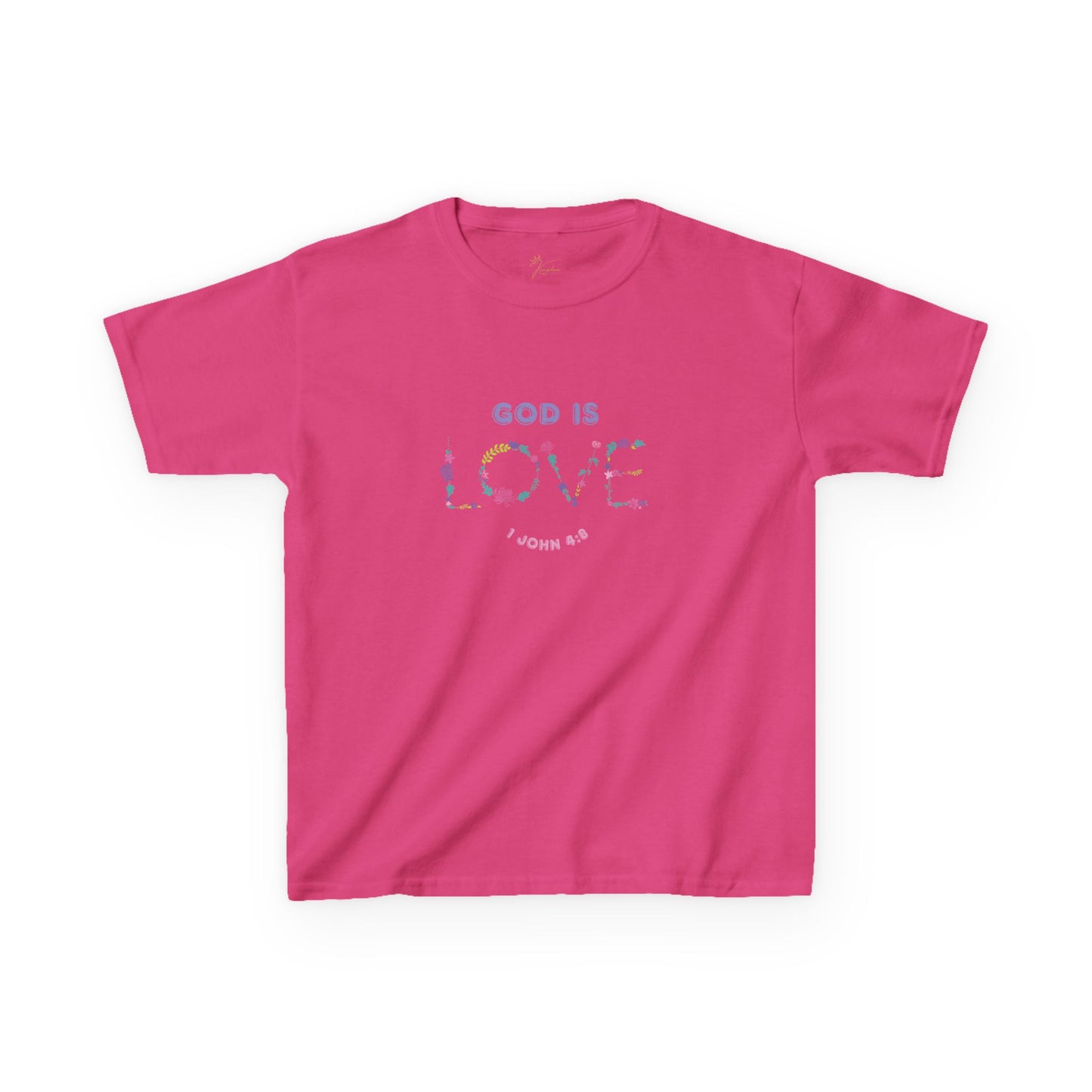 Kids God is Love Floral Tee - Perfect for Faith-Based Occasions