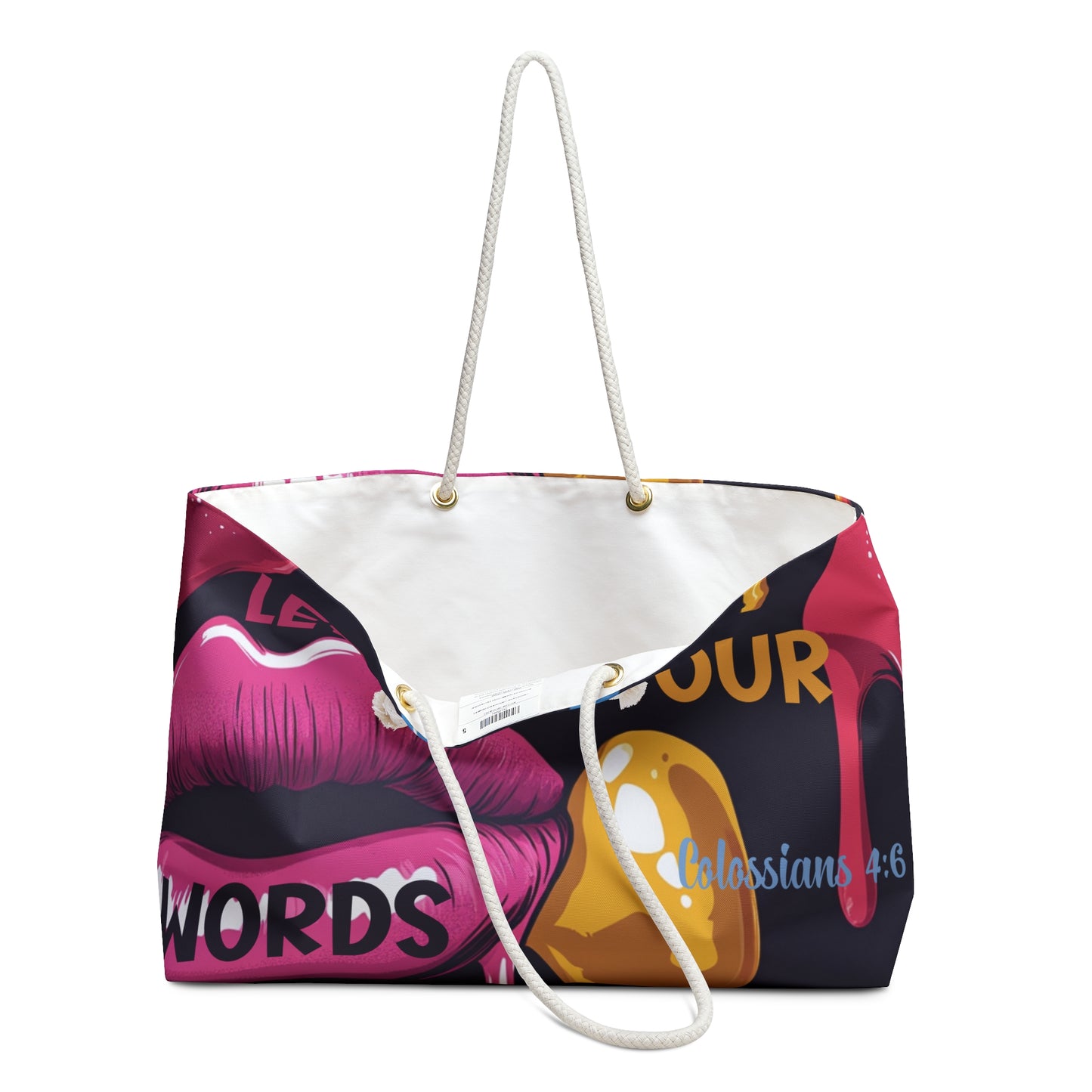 Colorful Inspirational Weekender Bag - 'Let Your Words Drip with Grace' Design