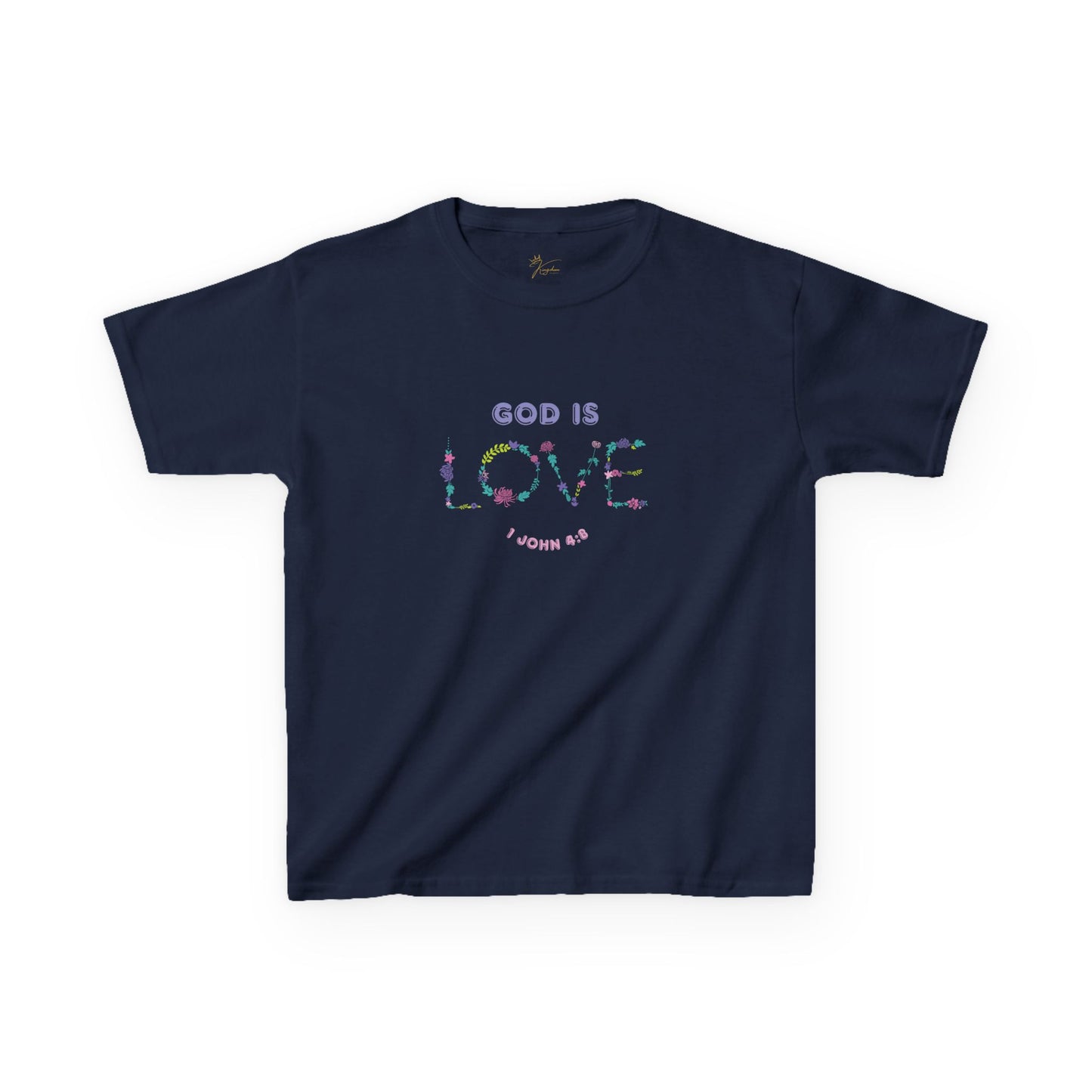 Kids God is Love Floral Tee - Perfect for Faith-Based Occasions