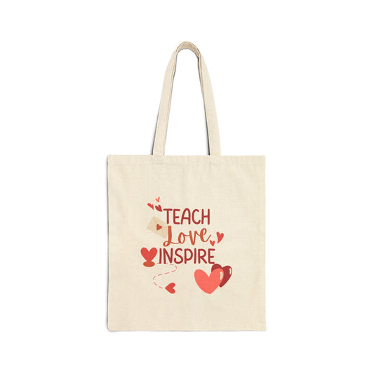 Teach Love Inspire Canvas Tote Bag - Perfect Gift for Teachers and Caregivers