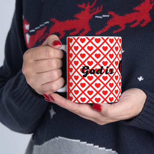 God is Love - Ceramic Mug with Heart Design - (11oz, 15oz)