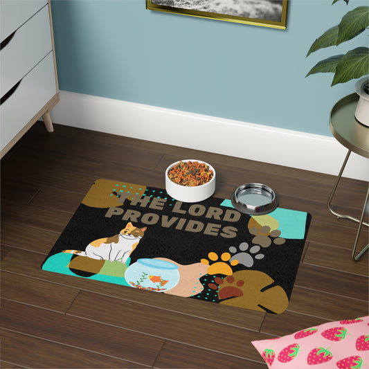 The Lord Provides Cat and Dog Food Mat – Stylish 12x18 Pet Feeding Mat
