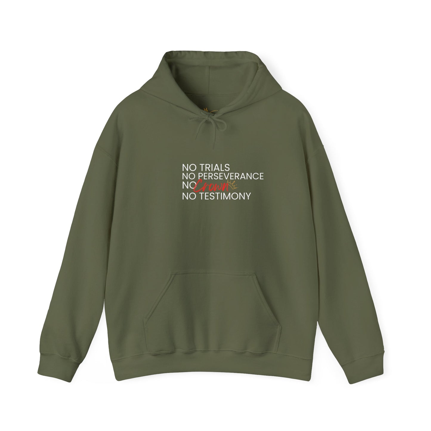 No Trials, No Perseverance, No Crown, No Testimony – Christian Hoodie