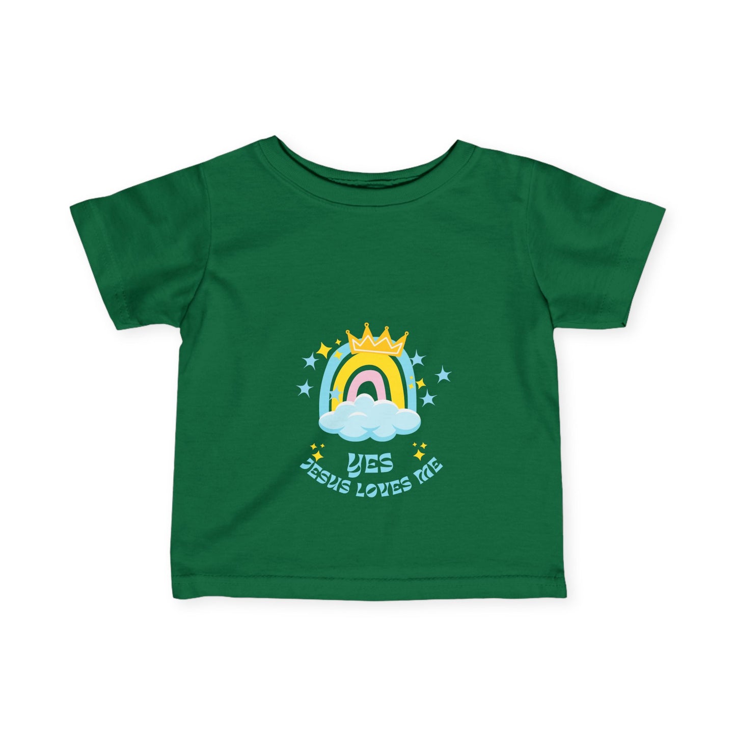 Infant Fine Jersey Tee - Yes Jesus Loves Me Rainbow Design