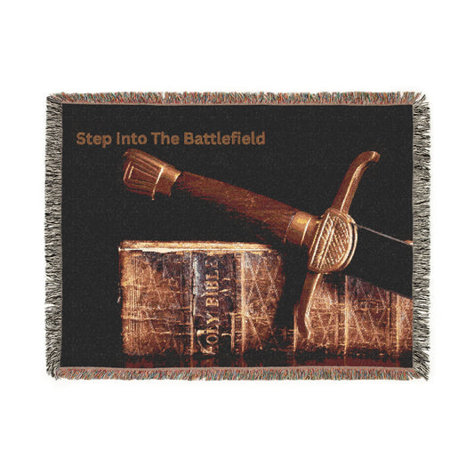 Vintage Warrior Woven Prayer Blanket - Step into The Battlefield Design