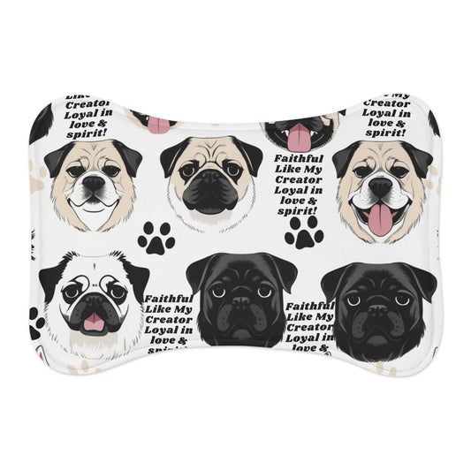 Cute Pug Pet Feeding Mat - Faithful & Loyal Design for Dog Lovers
