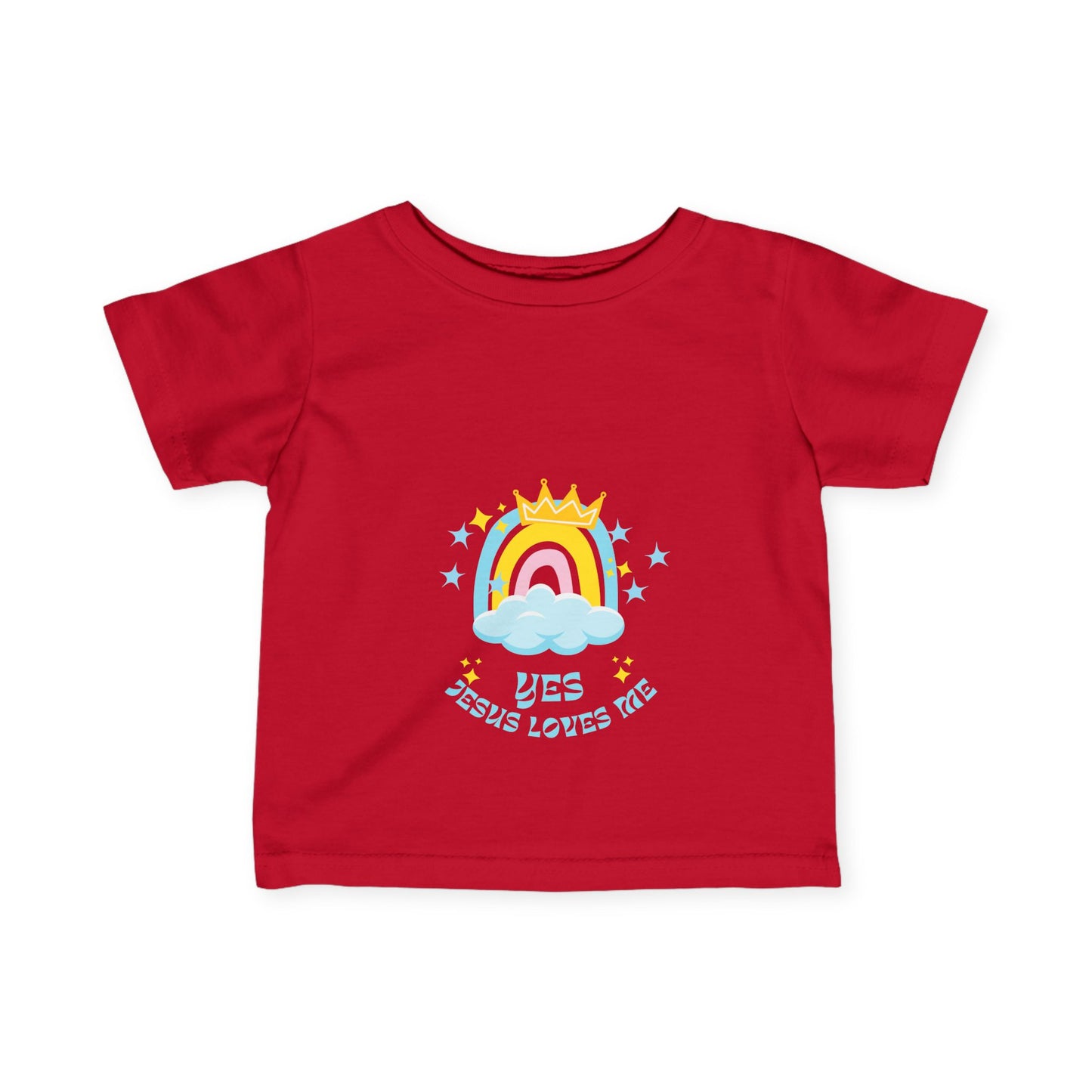 Infant Fine Jersey Tee - Yes Jesus Loves Me Rainbow Design