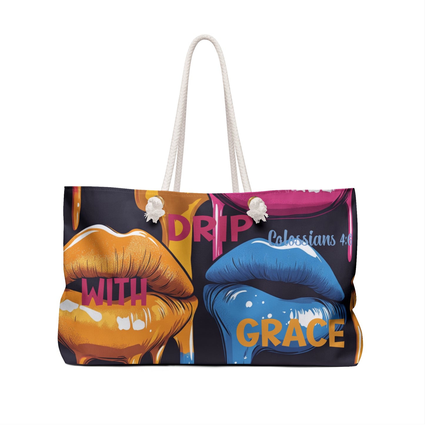 Colorful Inspirational Weekender Bag - 'Let Your Words Drip with Grace' Design