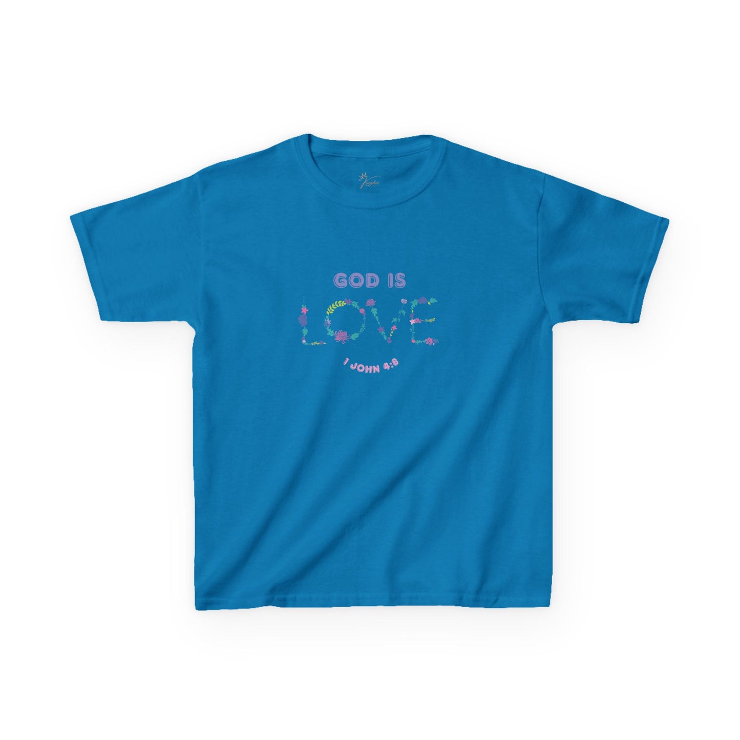 Kids God is Love Floral Tee - Perfect for Faith-Based Occasions