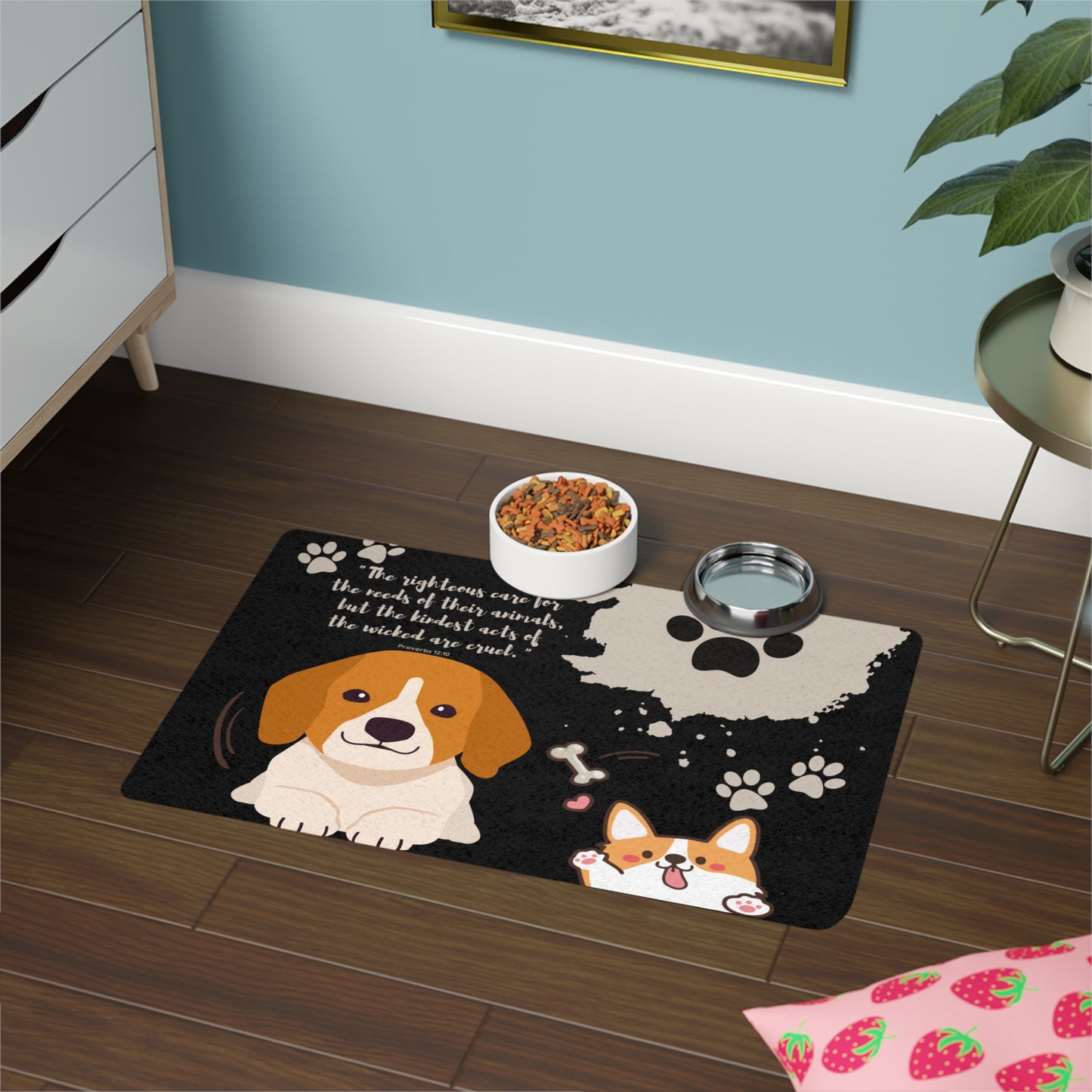 Cute Dog & Cat Pet Food Mat | 12x18 Non-Slip Design | Perfect for Pet Lovers