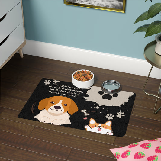 Cute Dog & Cat Pet Food Mat | 12x18 Non-Slip Design | Perfect for Pet Lovers