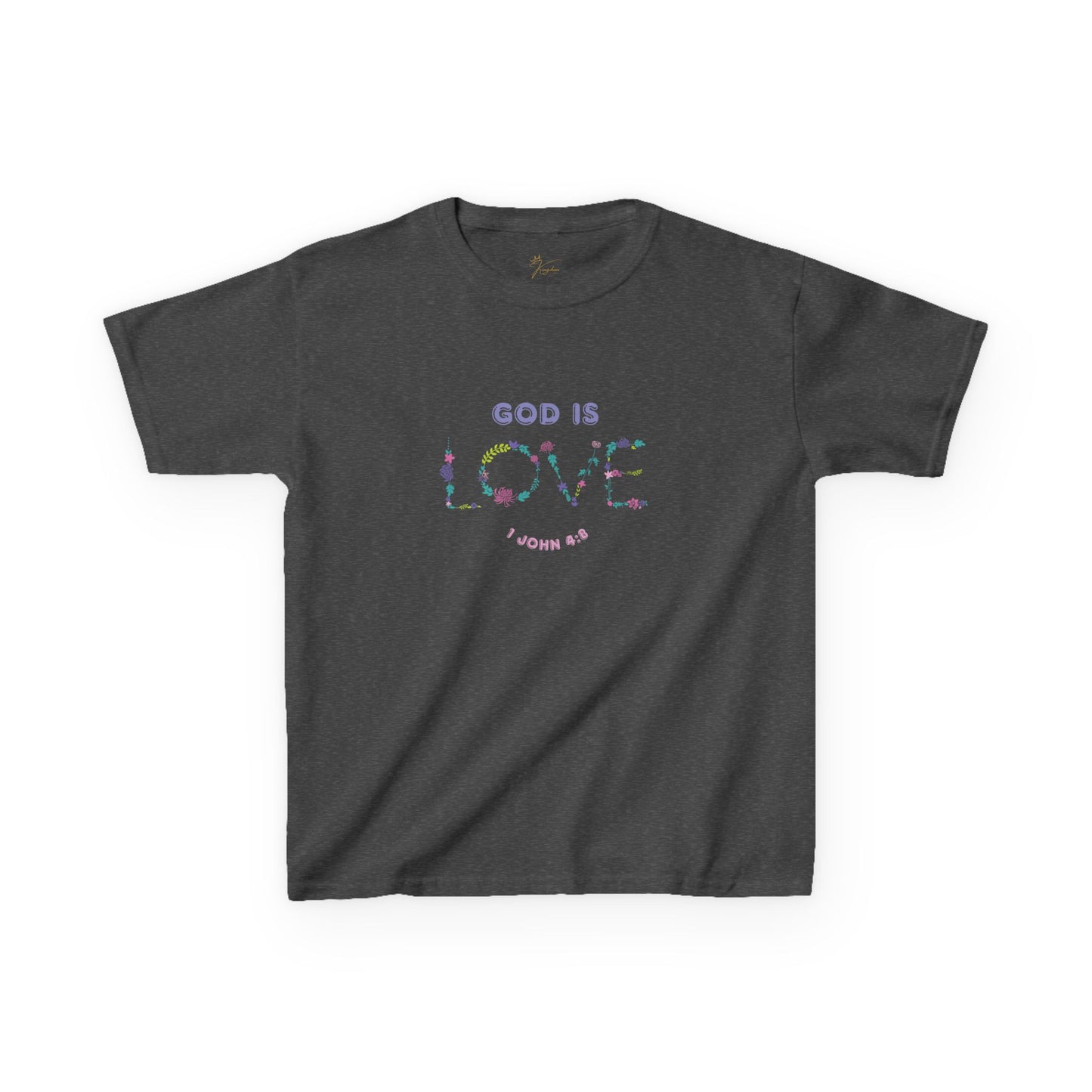 Kids God is Love Floral Tee - Perfect for Faith-Based Occasions