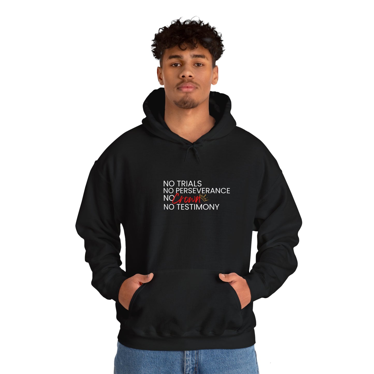 No Trials, No Perseverance, No Crown, No Testimony – Christian Hoodie
