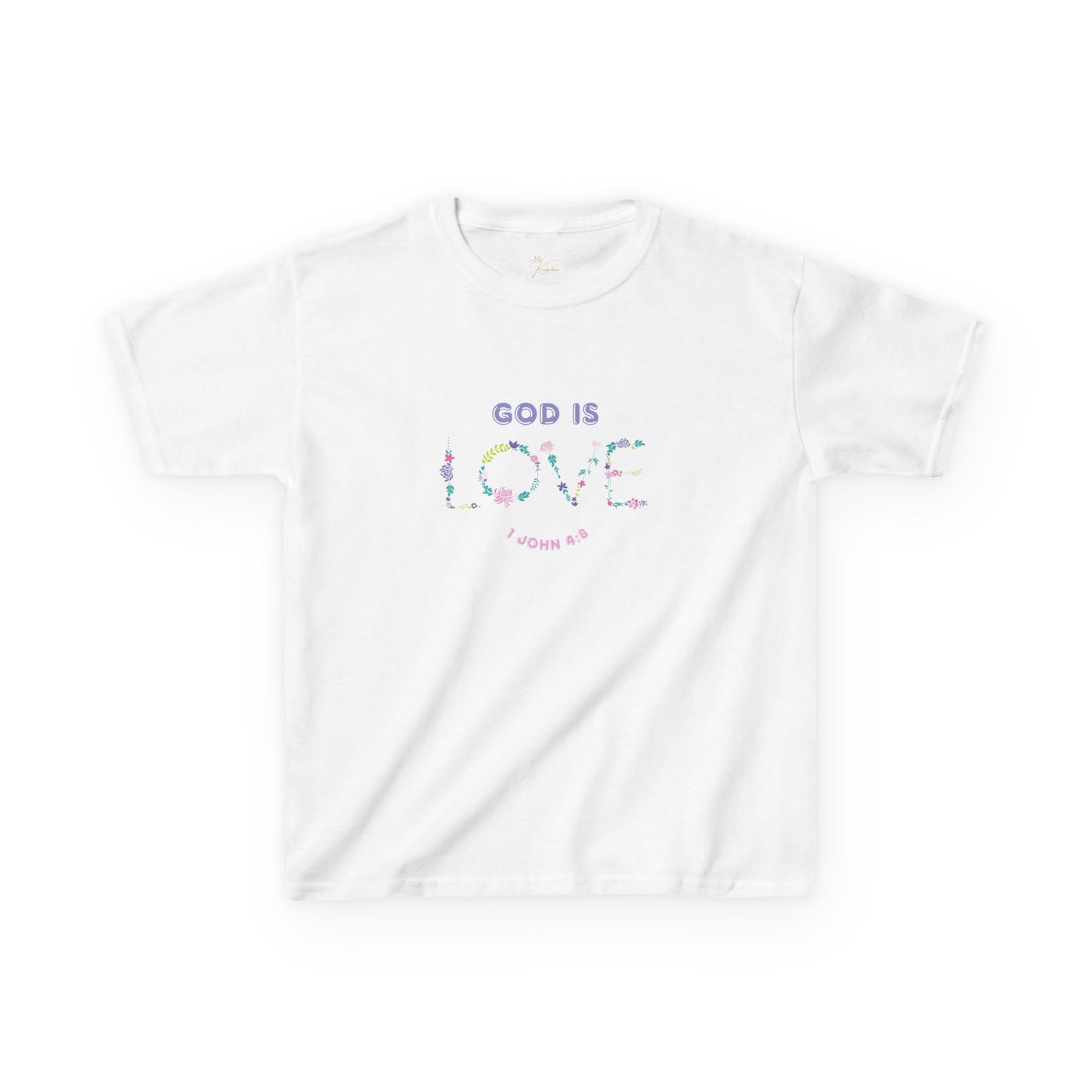Kids God is Love Floral Tee - Perfect for Faith-Based Occasions