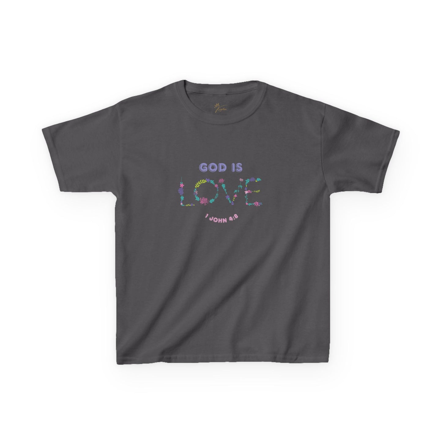 Kids God is Love Floral Tee - Perfect for Faith-Based Occasions