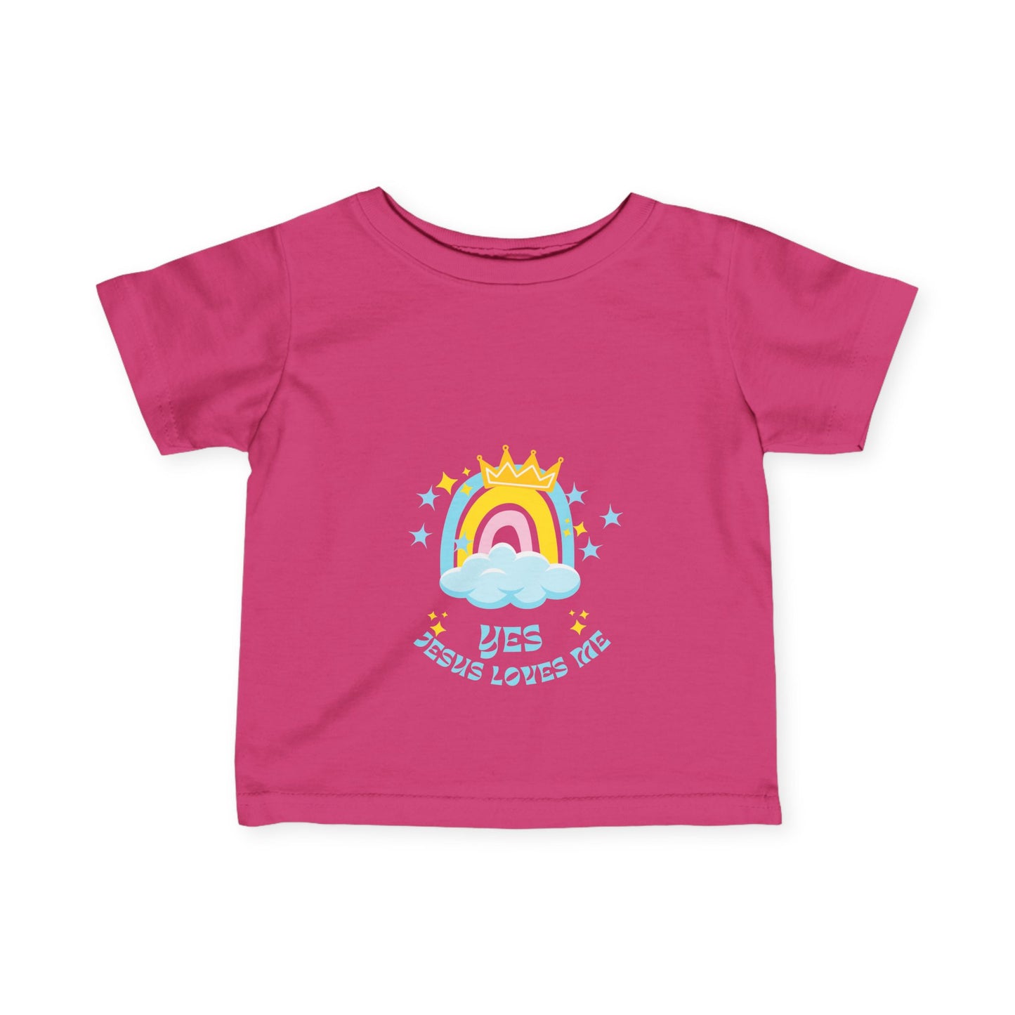 Infant Fine Jersey Tee - Yes Jesus Loves Me Rainbow Design