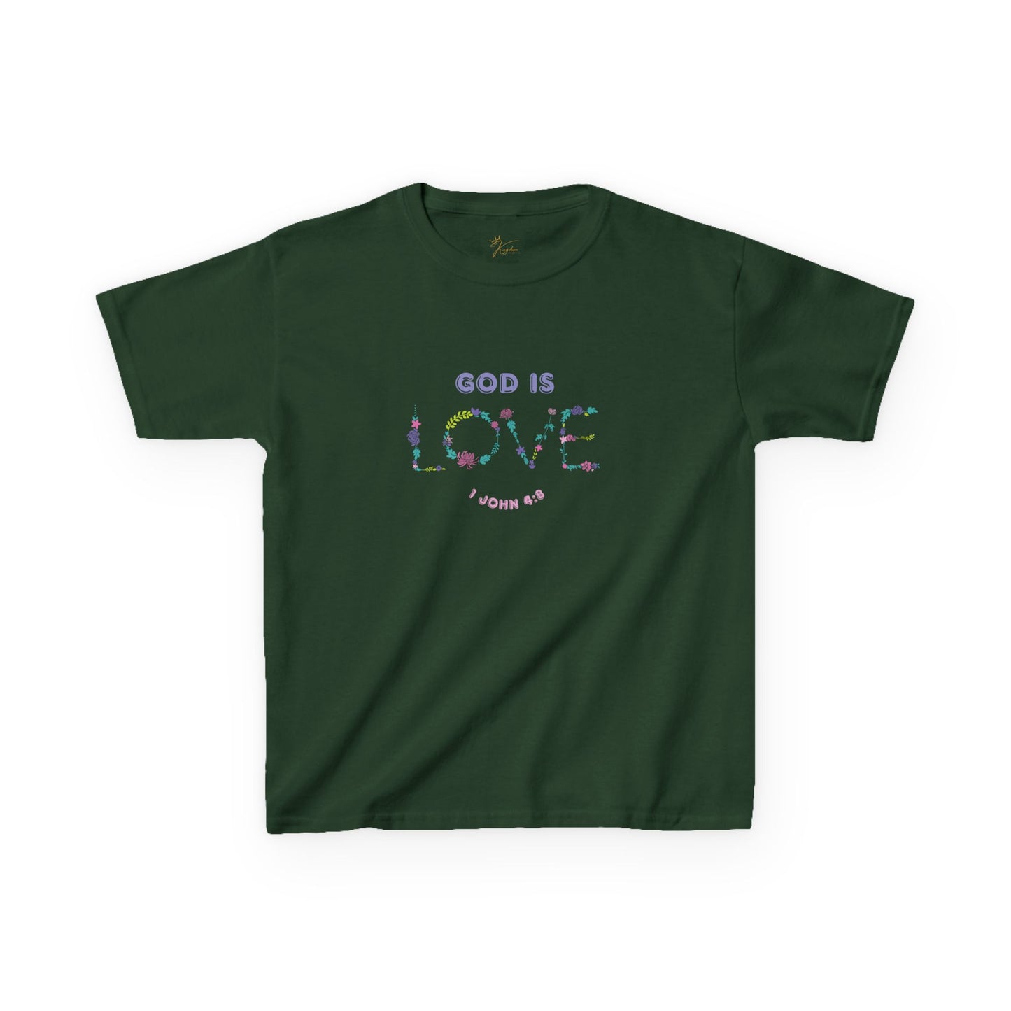 Kids God is Love Floral Tee - Perfect for Faith-Based Occasions