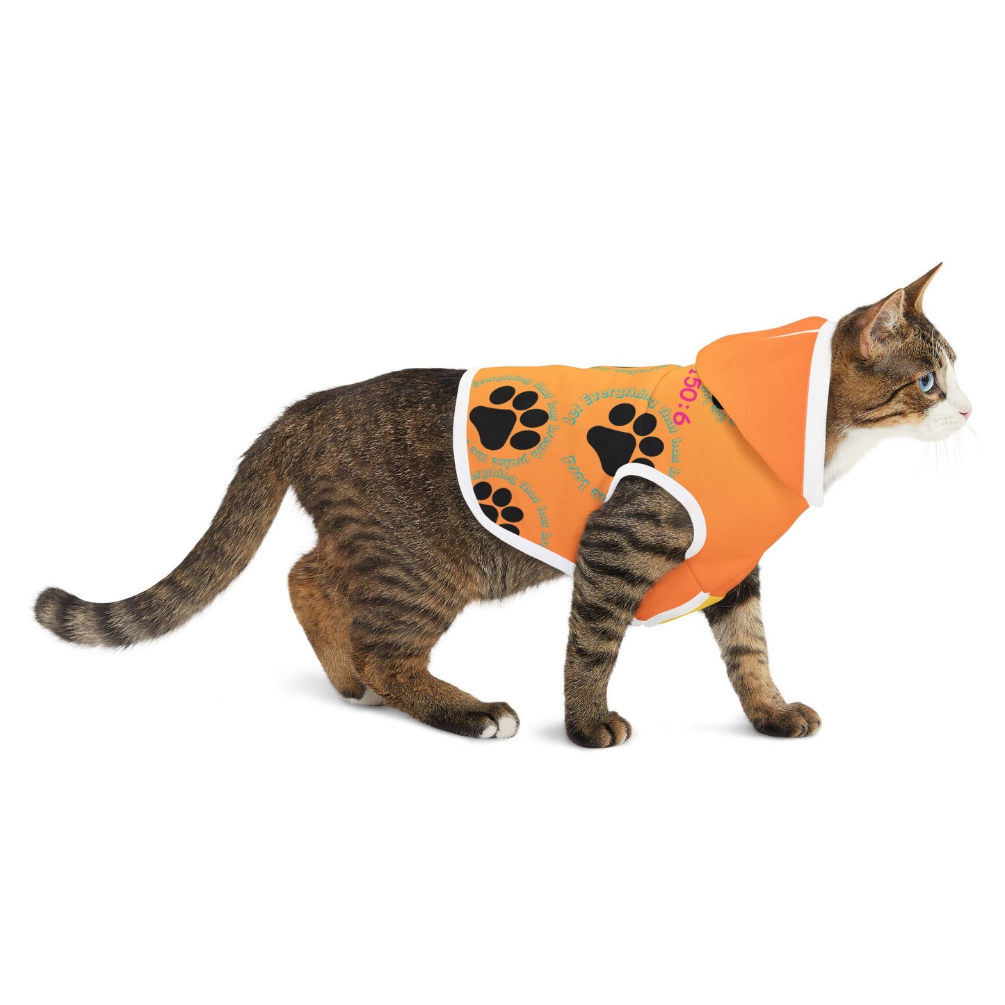 Paw Print Pet Hoodie with Psalm 150:6 - Cozy Canine Apparel for Dog Lovers