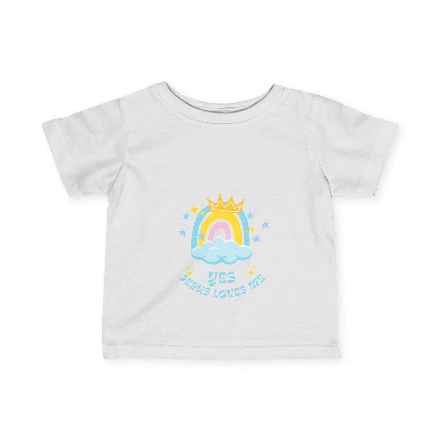 Infant Fine Jersey Tee - Yes Jesus Loves Me Rainbow Design