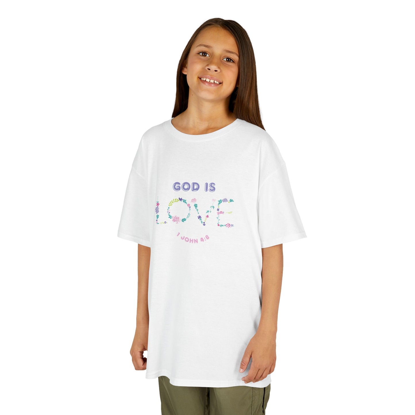 Kids God is Love Floral Tee - Perfect for Faith-Based Occasions