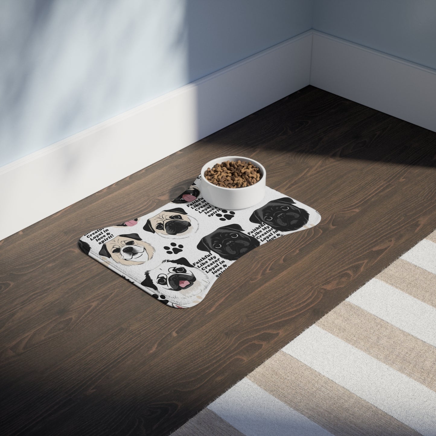 Cute Pug Pet Feeding Mat - Faithful & Loyal Design for Dog Lovers