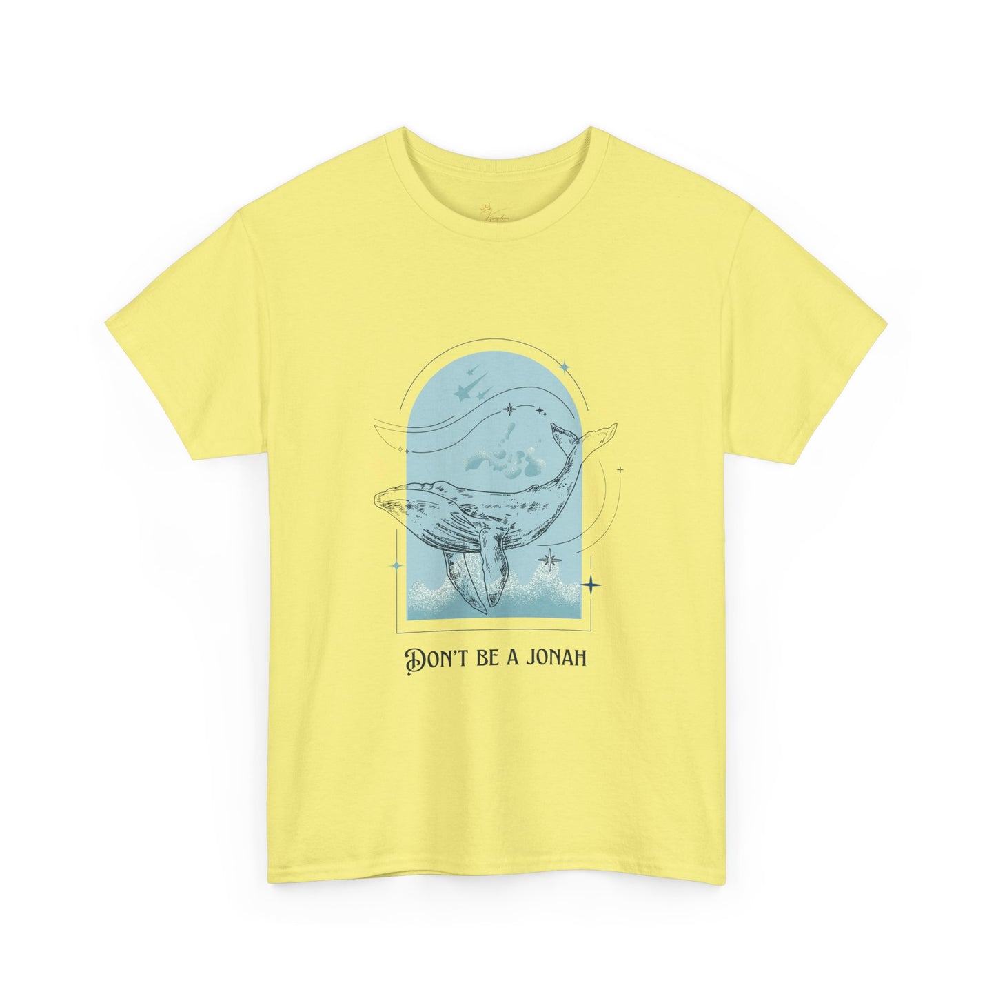 Whale Illustration Unisex Heavy Cotton Tee - "Don't Be A Jonah"