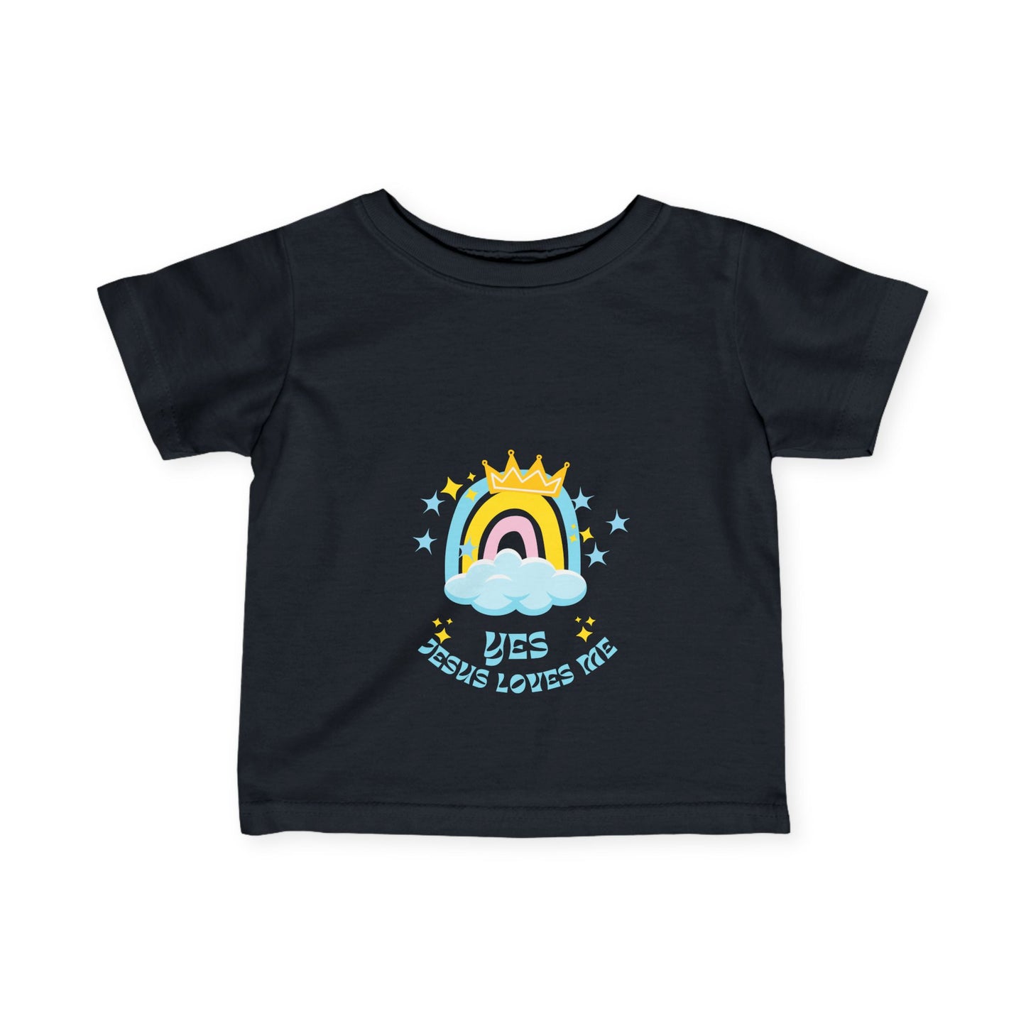 Infant Fine Jersey Tee - Yes Jesus Loves Me Rainbow Design