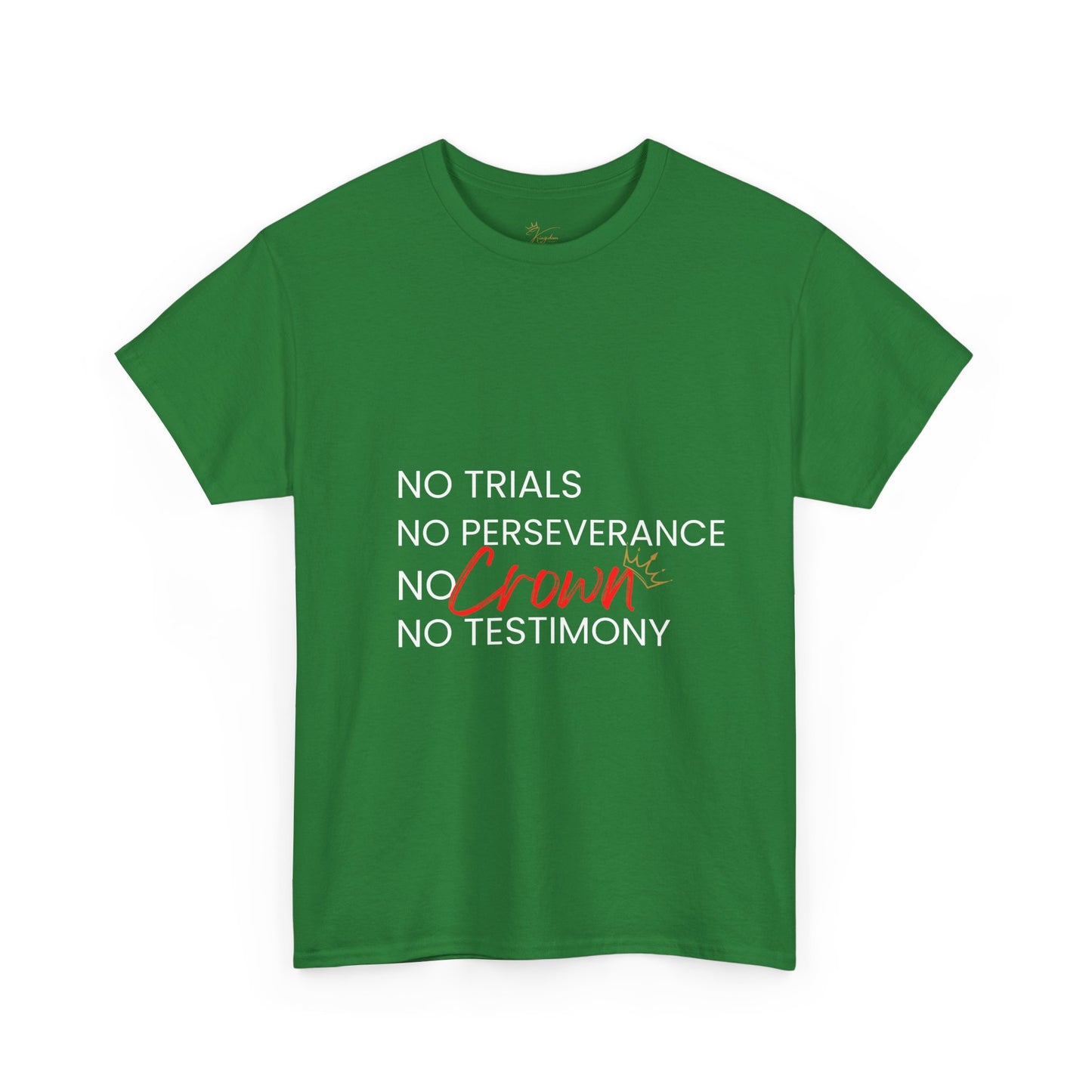 No Trials, No Perseverance, No Crown, No Testimony - Unisex Heavy Cotton Tee