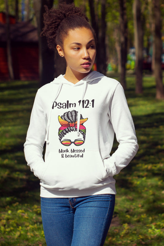 Inspirational Hooded Sweatshirt - "Black Blessed & Beautiful" - Unisex Heavy Blend™
