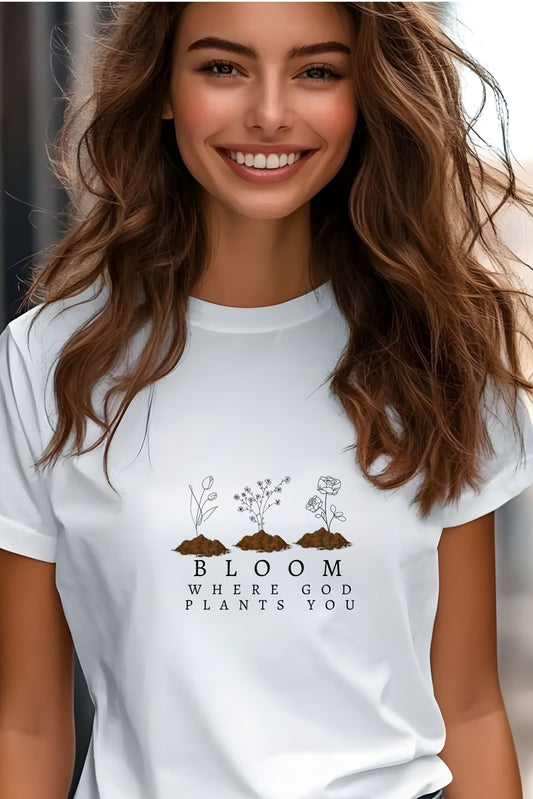 Bloom Where God Plants You Unisex Heavy Cotton Tee