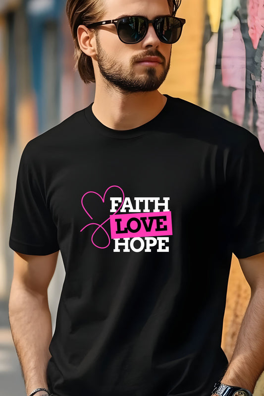 Faith Love Hope Unisex Heavy Cotton Tee - Inspirational Graphic T-Shirt