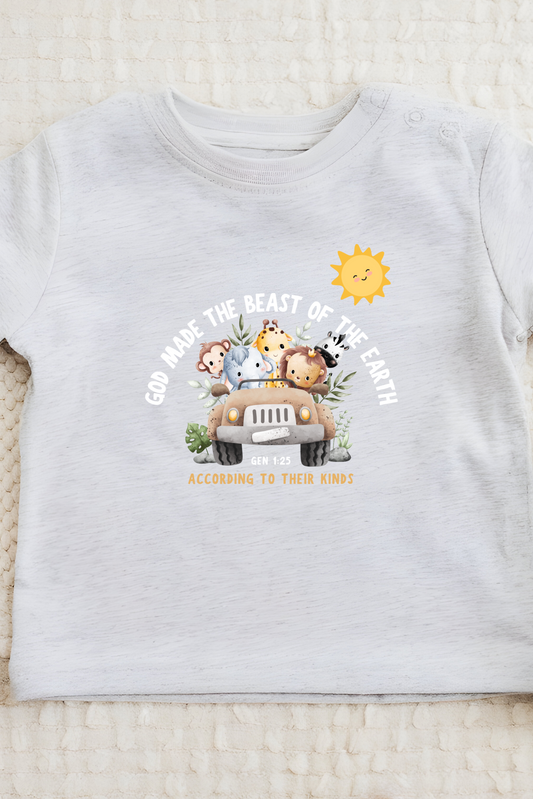 Cute Baby Short Sleeve T-Shirt - "God Made the Beast of the Earth" Design