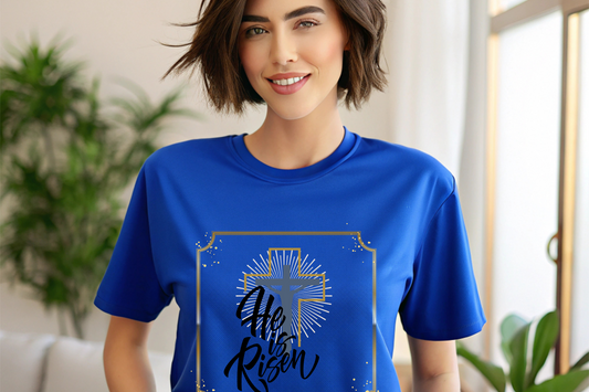 He is Risen Unisex Softstyle T-Shirt - Faith Inspired Easter Tee