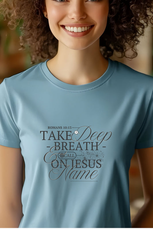 Inspirational Unisex Heavy Cotton Tee - "Take a Deep Breath and Call on Jesus"