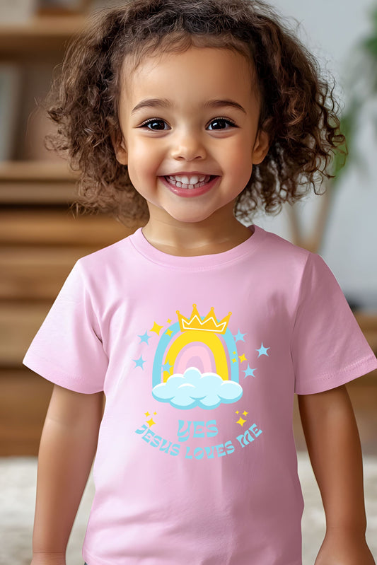 Infant Fine Jersey Tee - Yes Jesus Loves Me Rainbow Design