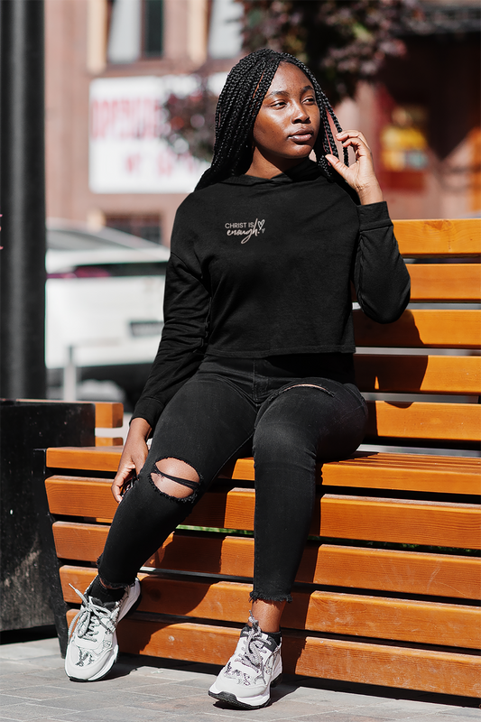Women’s Cropped Hoodie- "Christ is Enough" - Cozy Faith Apparel