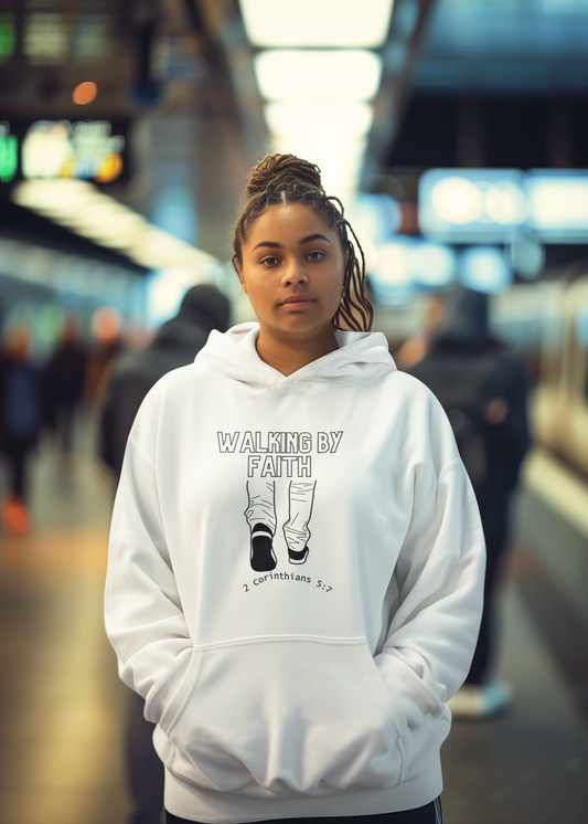 Faith-Inspired Unisex  Hoodie - 'Walking by Faith' Design
