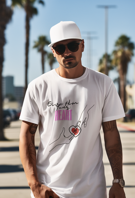 Unisex Heavy Cotton Tee - Give Them Your Heart Graphic Tee